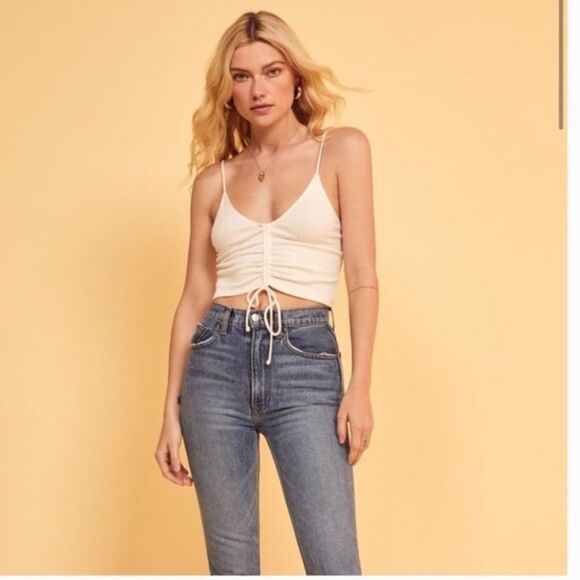 REFORMATION LEIGH RUCHED CAMISOLE SZ Medium - Picture 4 of 10